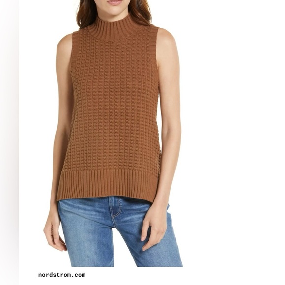 French Connection Mozart Popcorn Stitch Brown Sleeveless Sweater, Women’s Large - Picture 10 of 10